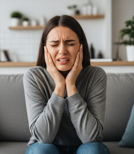 Women image in tooth pain - Emergency dentist Oxshott